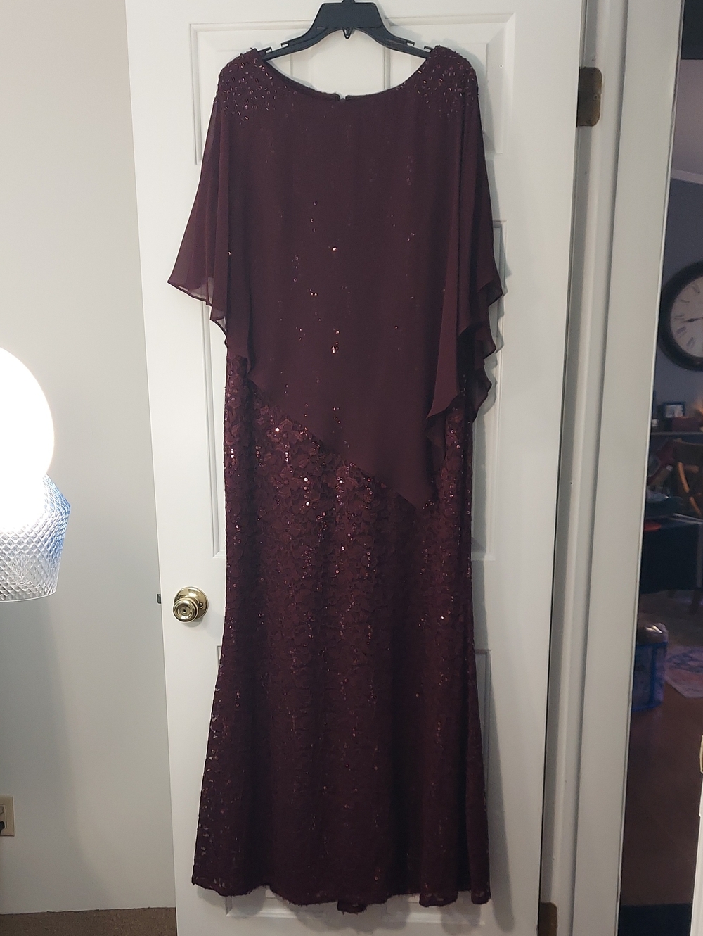 Elegant Wine-Colored Sequin Lace Evening Gown/Mother Of The Bride Or Groom Dress